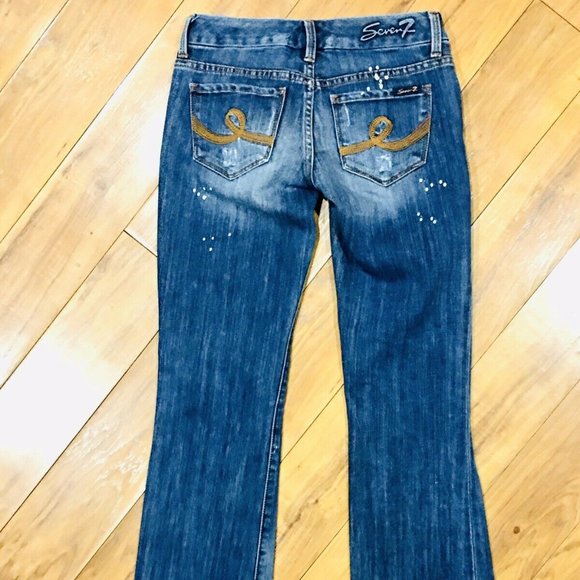 Seven boot cut denim Jeans distressed low rise wide leg 28 - Picture 4 of 7